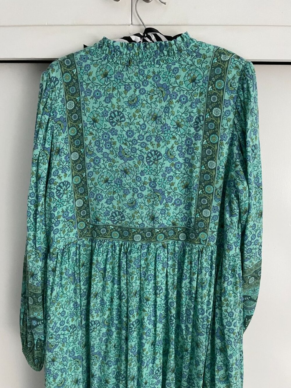 SPELL Dress Long Sleeve Blue Green Teal Size Medium Like New Hippie Boho $225 - Picture 6 of 8
